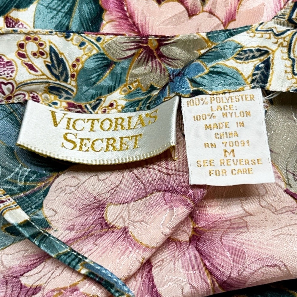 Vintage 90s Victoria's Secret Gold Label Satin Slip Dress Floral Pink Medium - Picture 6 of 7